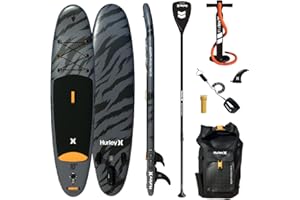 Hurley Stand Up Paddle Board with Backpack, Air Pump, Adjustable Paddle, Coiled Leash, Fin & Repair Kit