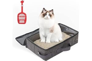 HIKEMAN Tragbare Katze Reisetoilette - Faltbare Reise-Katzentoilette,Katzentoilette Aus Oxford-Stoff mit Griff für Reisen im Freien mit Haustieren (grau)