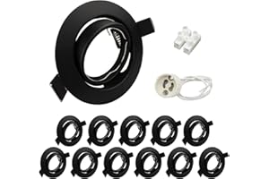 ‎WONDLUMI Wondlumi 12x LED Einbaustrahler GU10 Set Einbaurahmen GU10 Schwenkbar Schwarz Matt Rund Einbauleuchten Rahmen 230V inkl. GU10 Fassung für LED oder Halogen