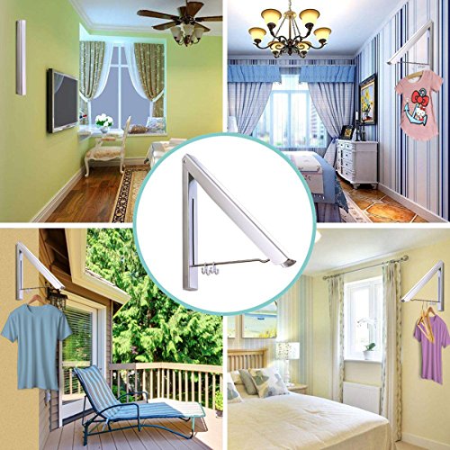 XY Life Kleiderhaken Klappbarer Faltbar Wand hanger haken Kleiderständer Wandhaken Garderobenhaken für kleine Räume, Ecken, Bäder, Silber - 7