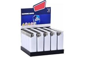 GeDi - Box 50 Pezzi Accendini Elettronici Bianchi, Usa e Getta, Accensione a Scatto – Perfetti per Matrimoni, White Party, Addio al Nubilato e Celibato, Eventi e Feste
