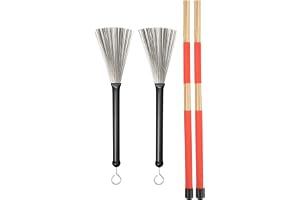 Keenso Drum Stick Brush Set, Bamboo Rod Drumstick Retractable Drum Brush Set With A Plush Bag Percussion Accessories