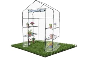 Mobiclinic®, Invernadero de Jardín, 143 x 73 x 195 cm, Cubierta de PVC y Puerta Enrollable, 4 Estantes, Impermeable, Home Grow, Vivero Casero, Fijación Segura, Ideal para Cultivo, Resistente