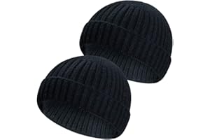 SAMSEROT 2 Pezzi Inverno Lana Maglia Trawler Beanie Cappello Breve Pescatore Skullcap Knit Beanie Cap per Uomo/Donne