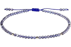 Jewboo Gemstone Foot Anklet Bracelet for Women Beaded Stone Healing Energy Crystal Beach Foot Jewelry Adjustable(8.5-10 Inches)