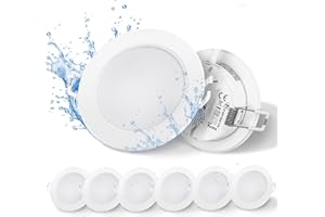 Aigostar LED Recessed Ceiling Lights, IP65 Bathroom Lights, 4.8W 520LM LED Downlights Ceiling Warm White 3000K, Waterproof Spotlights Ceiling Lights for Bathroom Kitchen Hallway, Cutout Ø68mm 6 Pack
