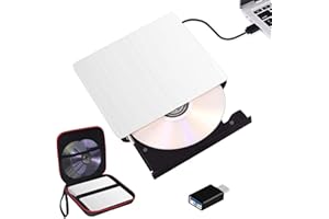 AROZXIN Masterizzatore DVD CD Externo, Tipo-C e USB 3.0 CD DVD/-RW Lettore di Riscrittore DVD / CD ROM Sottile, Trasferimento Ad Alta Velocità per Laptop MacBook PC Desktop, Con Custodia Protettiva (White)