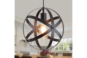 Comely Lampada a Sospensione Industriale, E27 Plafoniera in Metallo, Lampadario LED Sospensione Moderno per Sala da Pranzo, Cucina, Soggiorno, Bar, Camera da Letto, Nero