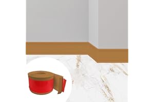 BUERPINKING Zócalo autoadhesivo, blando, PVC, 3 m, autoadhesivo, ancho de 10 cm, zócalo de transición, listones de suelo, flexible, para cocina, baño y salón, marrón claro