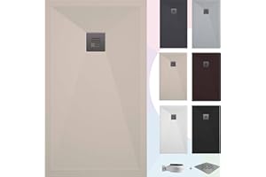 SOULBATH Plato de Ducha - Resina - Gel Coat - Textura Liso/Piedra - Antideslizante - Color Crema - 120x80- Extraplano 3cm. Standard
