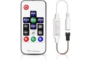 VIPMOON Télécommande LED et Controleur RGB LED, DC 5V-24V 14 Touches Mini Telecommande RF pour Bande LED WS2811 WS2812B Couleur de rêve LED