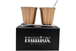 Huniox® Tazas Cafe – Taza Acero Inoxidable – Vaso Cafe – Taza Metalica – Taza Acero – Vasos Acero Inoxidable – Vaso Cafe – Taza de Cafe (PINK GOLD, 160 ML)