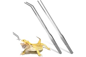 JOYIAL 2 Stück Lange Aquarium-Pinzetten – 27 cm gerade und Gebogene Pinzette, Edelstahl, Reptilien-Futterzange, Terrarium, Aquascape Werkzeuge, Gebogen Aquarium Pinzette für Aquarium-Silber