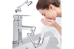 SHANBYE 1080°Degrés Aérateur de Robinet Pivotant,Universal Splash Filter Faucet Filetage Femelle 22 mm et Filetage Mâle 24 mm 2 Modes Réglable Cuisine Rallonge Robinet Filtre Pulvérisateur pour Robinets