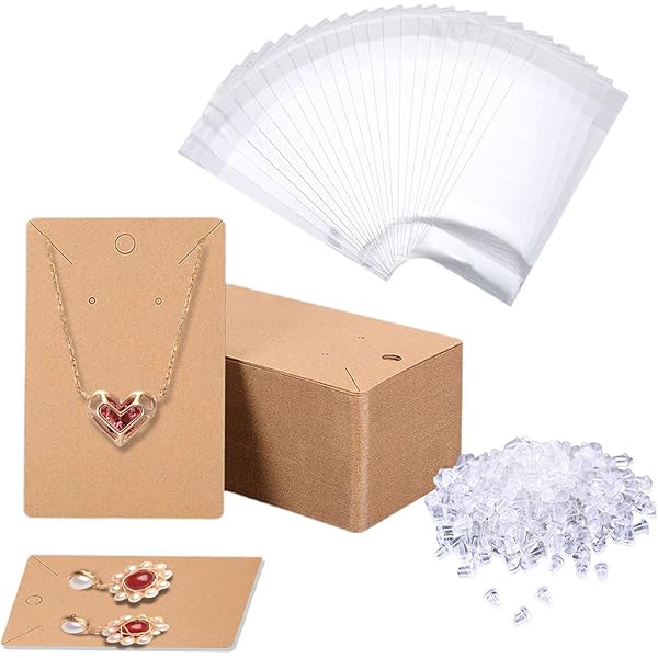Kit D'emballage Bijoux - 100 Cartes + 100 Pochettes OPP + 200 Crochets, Pour Présentation Professionnelle Créateurs
