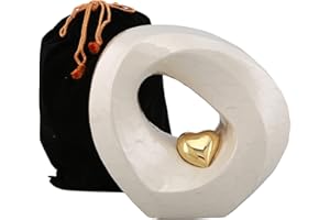 Urns of dignity - Passage of Heaven Urnen für menschliche Asche Erwachsene Urne 230 Kubikzoll: mit Samtbeutel (Weißgold-Herz)