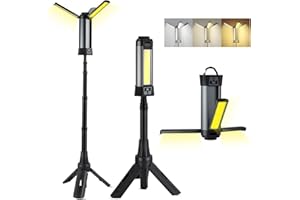 DOYFAY Rechargeable LED Cordless Work Light with Tripod Stand,Portable Camping Light with 10 Lighting Modes,6000mAh Battery,2000 Lumens Outdoor Job Site Lamps,for Camping,Car Repair,Emergency