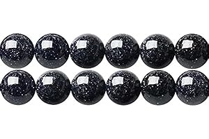 SKYBEADS Perlen zum Basteln 8mm Blau Goldstone Perlen Rund Halbedelstein 38cm Strang Approx 46 Stück