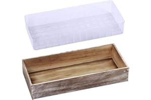 SUPLA 1 Pcs Wood Planter Box Rectangle Whitewashed Wooden Rectangular Planter Decorative Rustic Wooden Box with Inner Plastic Box - 17.3" L x 7.8" W x 3" H Floral Natural Centerpieces Rustic Wedding Decor