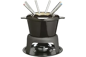 MASTER CLASS MasterClass Set per fonduta in ghisa per cioccolato, formaggio, carne, 21 x 18 cm, nero