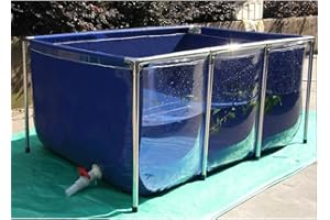 YJFENG-BROOM YJFENG Segeltuch Rahmen Fischteich, Aquarium-Pool Mit Transparentem Sichtfenster & Ablassventil, Für Die Wasserspeicherung, Fischzucht, Garnelenzucht, Hydroponische Pflanzen