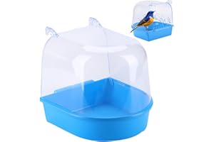 JORZER Bain d'oiseaux à suspendre pour cage - Baignoire pour oiseaux - Accessoire de bain pour oiseaux - Avec crochets - 13 x 13 x 13 cm - Antidérapant - Pour petits oiseaux, calopsittes et perruches