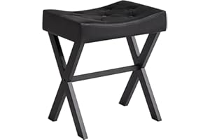 IBUYKE U - Forma PU vanità Sgabello, Sgabello Trucco quadrato con X - Leg, ottomano seduta Riposo - Piedi, Multifunzione Tavolino piccolo, Camera da letto, Soggiorno, Nero WBD019B