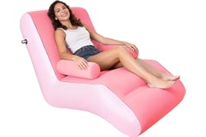 STARBRILLIANT Lazy Inflatable Sofa with Air Pump, Foldable Lounge Chair, Single Person Plush Sofa, Inflatable Outdoor Study Chair (PINK)