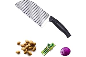 DOEPEBAE Ondulata Coltello per Patatine Fritte, Lama per Patatine Fritte Taglia Patate a Fette, Coltello Ondulato in Acciaio Inossidabile, Ondulata Cuttere per la Verdura Patate Carote Cetrioli (Argento)
