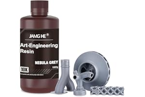 3D Printer Resin, JAMG HE 10K Art-Engineering Toughness Non-Brittle New Upgraded ABS-Like Resin for UV-Curing Photopolymer Rapid High Precision Low Odor LCD DLP SLA 405nm Resin (Grey)