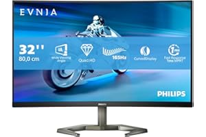 PHILIPS MONITORS Philips Momentum 32M1C5500VL - Monitor Gaming curvo Quad HD da 32 pollici, MPRT da 1 ms, 165 Hz, FreeSync Premium, HDR10 (2560x1440, DisplayPort, HDMI), colore nero