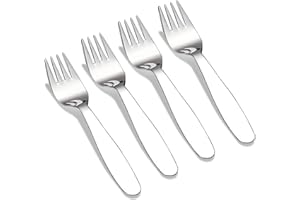 VANRA Ensemble de 4 couverts en acier inoxydable 18/8 de qualité supérieure pour enfants de 14,7 cm avec fourchettes pour la maison, l'école (4 fourchettes)