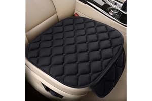 YUNZLAN Set de Coussins de siège de Voiture en Peluche, Velours Chaud pour l'avant, l'arrière et Le Dos des sièges de Voiture, Universel pour l'auto (Noir, 1pcs Coussin Avant)