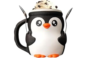 GENERIC Ice Cream Pint Holder, 3D Printed Penguin Leak Proof Beer Can Sleeve with Anti-Freeze Handle & 2 Spoons, Non-Slip Base Fits Ice Cream 16oz, Gift for Penguin Lovers