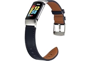 Nigaee Strap Compatible for Fitbit Charge 5/Charge 6, Genuine Leather Straps Replacement Bands Compatible with Fitbit Charge 5/Charge 6, Women Men