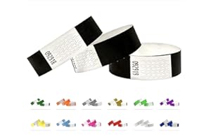 QUBIBAND Tyvek - Pulsera identificativa de 19 mm, 1000 unidades, color negro, 1000 unidades