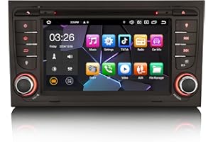 Erisin 7 Pulgadas Android 14 Radio Coche Estéreo de Automóvil para Audi A4 S4 RS4 RNS-E Seat Exeo Soporte GPS Carplay Android Auto DSP Bluetooth WiFi Dab + TPMS 8-Core 4GB RAM + 64GB ROM