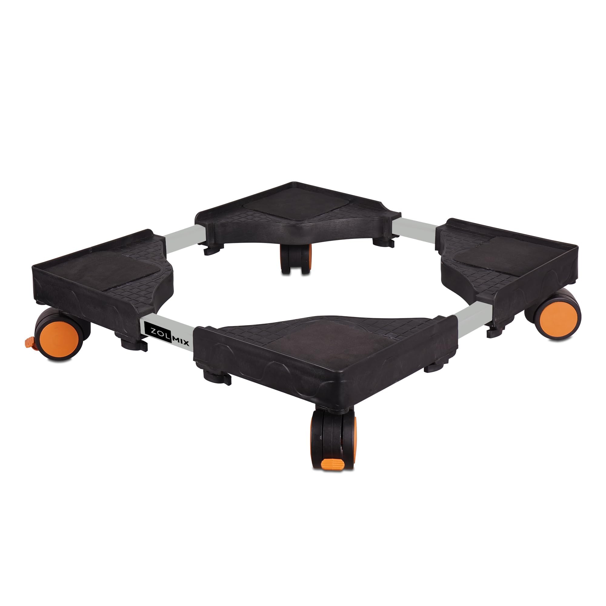 ZOLMIX Adjustable Heavy-Duty Washing Machine Stand with Strong Wheels | Anti-Vibration Grips & Sturdy Pads | Suitable for Dishwasher, Refrigerator, Air Cooler - (Metal, Black) (Black - Plus)