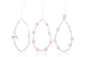 Tucnoeu Bransoletka na telefon z kryształowymi koralikami, kokarda, motyl i kwiaty, z koralikami, pasek na nadgarstek, bransoletka do telefonu, smycz dla kobiet, dziewcząt, zawieszki, torba i