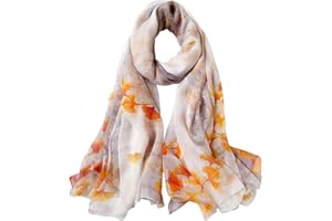 STORY OF SHANGHAI Women's Mulberry Flower Print Large Silk Shawl Scarf Wraps 68 * 43 Inches