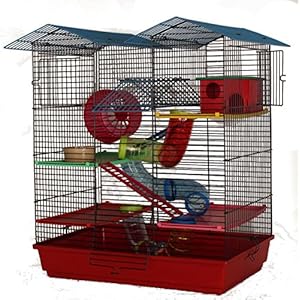 Hamsterburg in Rot Hamsterkäfig Mäusekäfig mit viel Zubehör CH2