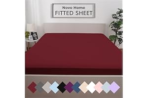 NOVO HOME Burgundy Fitted Sheet Double Beds (135×190 cm, Deep 35 cm) – Pack of 1 Soft Microfibre Elasticated Cover – Breathable, Durable & Easy Care Bottom Sheet