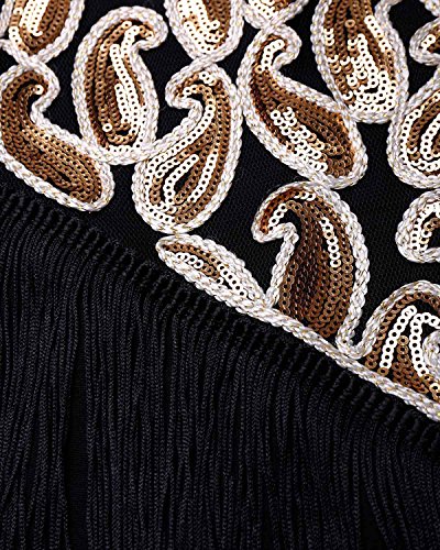 BIUBIU Damen Vintage Flapper Paillettenkleid Cocktail Ballkleid Partykleid Schwarz Gold XXL - 5