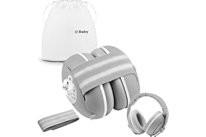 Robofun 2-in-1 Gehörschutz Baby Kopfhörer, Neugeboren Ohrenschützer mit Geräuschunterdrückung & Verstellbares Kopfband, Baby Kopfhörer Lärmschutz für Babys bis 48 Monate