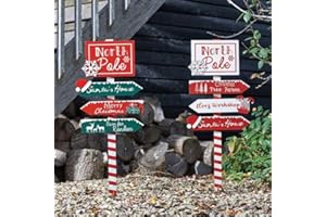 Smart Garden Cartel de Papá Noel, Polo Norte, 2 diseños disponibles (1 enviado), Decoración de Jardín, 90 x 28cm, Plástico