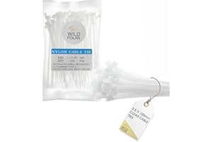 Wild Polar Strong Self-Locking Cable Ties Clear/White - Pack of 100 Nylon Small Zip Ties for Cable Management - Durable Plastic Ties for Home, Office & Outdoor, 100mm x 2.5mm