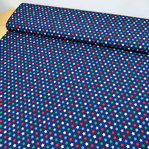 Baumwoll-Stoff „Nasch-Mich“ bunter Kinder-Stoff aus 100% Baumwolle / Meterware / ab 50cm / FX (Sterne auf dunkelblau) - 2