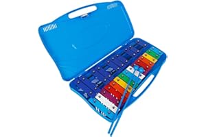 FUZHIK Glockenspiel 25 Lames en Métal avec Deux Mailloches - Mallette Plastique - Idéal Approche Musical Métallophone pour un Instrument de Musique Mise à Niveau Xylophone (bleu)