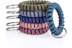 Yolev 6 Colores Llavero Espiral de Muñeca para Llaves Resorte de Plástico Bobina Espiral Elástica Transparente Llavero Muñequera de Pulsera de Resorte Estirable