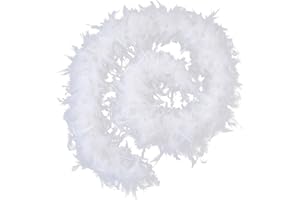 keland 2 Mètres Boa de Plumes Accessoire de déguisement Charleston pour la fête(Blanc)